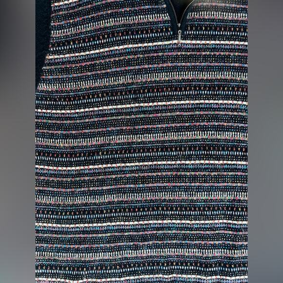 Andean Black Multicolor Fair Isle Stripe Quarter Zip Baby Alpaca Blend - Large - Picture 3 of 9
